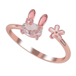 Hot Selling Fashion Jewellery Women's Ring Cute Rabbit Animal Rings Opening Adjustable Metal Ring 2021 New Pink Jewelry Gift