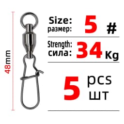 DNDYUJU 5/10PCS Fishing Accessories Connector Pin Bearing Rolling With Hooked Swivel Stainless Steel Snap Fishhook Lure