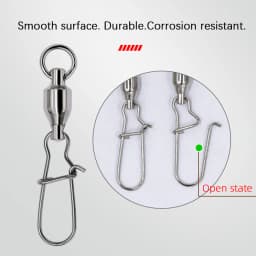 DNDYUJU 5/10PCS Fishing Accessories Connector Pin Bearing Rolling With Hooked Swivel Stainless Steel Snap Fishhook Lure