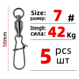 DNDYUJU 5/10PCS Fishing Accessories Connector Pin Bearing Rolling With Hooked Swivel Stainless Steel Snap Fishhook Lure