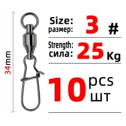 DNDYUJU 5/10PCS Fishing Accessories Connector Pin Bearing Rolling With Hooked Swivel Stainless Steel Snap Fishhook Lure