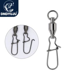 DNDYUJU 5/10PCS Fishing Accessories Connector Pin Bearing Rolling With Hooked Swivel Stainless Steel Snap Fishhook Lure