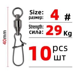 DNDYUJU 5/10PCS Fishing Accessories Connector Pin Bearing Rolling With Hooked Swivel Stainless Steel Snap Fishhook Lure