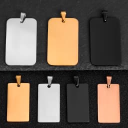 5Pcs High Quality Rectangle Tags Pendant Charm Stainless Steel ID Blank Tags 4 colors Both side Polished