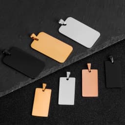 5Pcs High Quality Rectangle Tags Pendant Charm Stainless Steel ID Blank Tags 4 colors Both side Polished