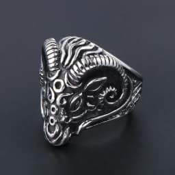 Vintage Gothic Sheep Goat Head Ring for Men Cool Heavy Metal Animal Stainless Steel Ring Fashion Male Punk Biker Rings Jewelry