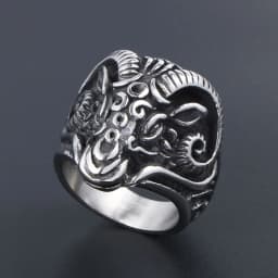 Vintage Gothic Sheep Goat Head Ring for Men Cool Heavy Metal Animal Stainless Steel Ring Fashion Male Punk Biker Rings Jewelry