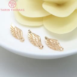 (583)10PCS 16x7MM 24K Champagne Gold Color Plated Brass Angel Wings Charms High Quality Diy Jewelry Accessories