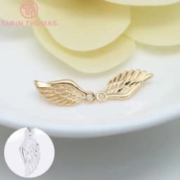 (583)10PCS 16x7MM 24K Champagne Gold Color Plated Brass Angel Wings Charms High Quality Diy Jewelry Accessories