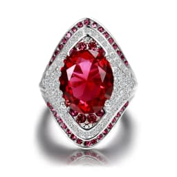 Milangirl Hyperbole Rings For Women Vintage Red Cubic Zirconia White Gold Color Luxury Jewelry Bridal Wedding Ring Drop Shipping