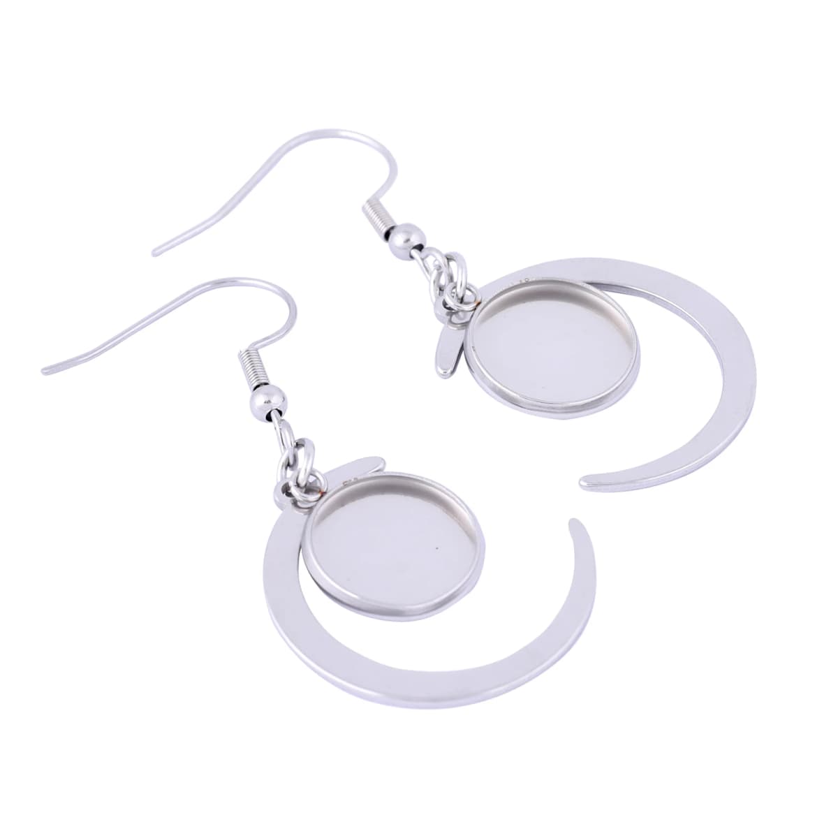 10pcs Moon Charm Earring Base Blanks Fit 10mm 12mm Cabochon Earrings Bezel Setting Trays Diy Jewerly Accessories