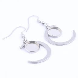 10pcs Moon Charm Earring Base Blanks Fit 10mm 12mm Cabochon Earrings Bezel Setting Trays Diy Jewerly Accessories