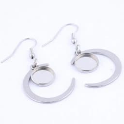 10pcs Moon Charm Earring Base Blanks Fit 10mm 12mm Cabochon Earrings Bezel Setting Trays Diy Jewerly Accessories
