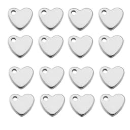 50Pcs/Lot Stainless Steel  6*7mm/9*10mm Heart Charm Tags Making Bracelet Necklace DIY For Jewelry Makings Wholesales