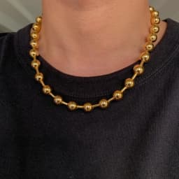 Custom Size 7-40inch 8mm/10mm/12mm Cool Gold Color 316L Stainless Steel Ball Link Chain Necklace Party Gift for Women Men