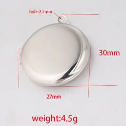 5pcs Mirror Polished Stainless Steel Round Photo Frame Locket Pendant 3 Colors For DIY Charms Jewelry Making Gift 25 * 30MM