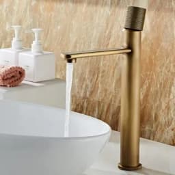 Basin Faucets Antique Bronze Bathroom Faucet Hot & Cold Brass Bathroom Sink Faucet Deck Mounted Lavotory Faucet Mixer Water Tap