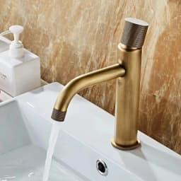 Basin Faucets Antique Bronze Bathroom Faucet Hot & Cold Brass Bathroom Sink Faucet Deck Mounted Lavotory Faucet Mixer Water Tap