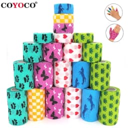 COYOCO Printed Self Elastic Adhesive Athletic Tape Wraps 2.5cm Sports Colorful Bandage for Tattooing Finger Joint Knee Pet