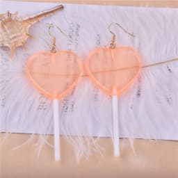 10pcs/12pcs/pack Bling Glitter Heart Lollipop Resin Charms for Earring Keychain Jewelry Making 85x22mm