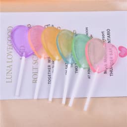 10pcs/12pcs/pack Bling Glitter Heart Lollipop Resin Charms for Earring Keychain Jewelry Making 85x22mm