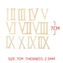 12Pcs/set 7cm Roman Digital Wooden Clock Accessories Roman Numerals Wood Chip Clock Parts Home Decor Laser Cut DIY Crafts Pieces