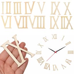 12Pcs/set 7cm Roman Digital Wooden Clock Accessories Roman Numerals Wood Chip Clock Parts Home Decor Laser Cut DIY Crafts Pieces