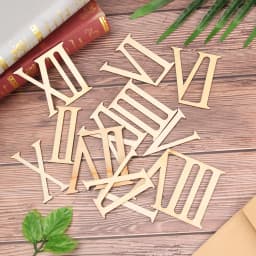 12Pcs/set 7cm Roman Digital Wooden Clock Accessories Roman Numerals Wood Chip Clock Parts Home Decor Laser Cut DIY Crafts Pieces