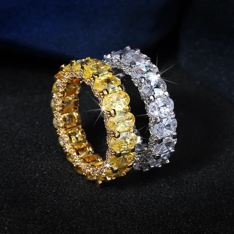 Hip-hop White Zircon Ring Fashion Men's Zircon Ring Exaggerated Personality Ring for Women Jewelry Gift