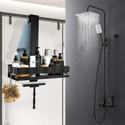 Movable Bathroom Shelves No Drill Shelf Organizer Shower Support Steel Shelf Multifunction Shelves Storage Unit For Bathroom