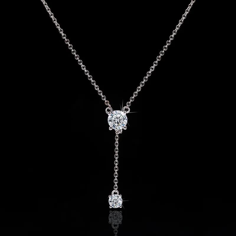 Big Bling Water Drop Pendant Real 925 Sterling Silver Long Chain Necklace for Women Fashion Jewelry Cute Statement Necklace