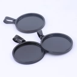 5pcs Fit 20mm 25mm 30mm Cabochon Base Setting Stainless Steel Black Pendant Tray Diy Charm Necklace Bezel Blanks