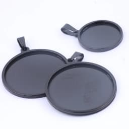 5pcs Fit 20mm 25mm 30mm Cabochon Base Setting Stainless Steel Black Pendant Tray Diy Charm Necklace Bezel Blanks
