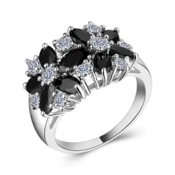 Huitan Hot Sale Cocktail Party Ring Flower Cubic Zirconia Valentine's Day Gift Fashion Jewelry Luxury Rings for Women & Lover