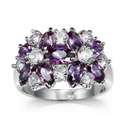 Huitan Hot Sale Cocktail Party Ring Flower Cubic Zirconia Valentine's Day Gift Fashion Jewelry Luxury Rings for Women & Lover
