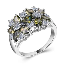 Huitan Hot Sale Cocktail Party Ring Flower Cubic Zirconia Valentine's Day Gift Fashion Jewelry Luxury Rings for Women & Lover