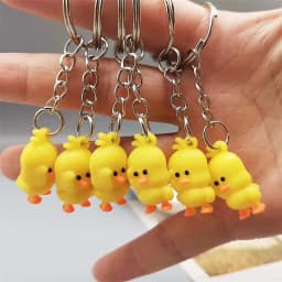 3D Cartoon Anime Cute Mini Yellow Duck Keychain 2.5CM Duckling Key Ring Pendant Jewelry