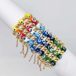KKBEAD Multi-Color Turkish Evil Eye Bracelets for Women High Quality Gold Plated Beads Bracelets Accessories