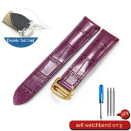 For Cartier 18 20 22 23mm Watchband Bamboo Knot Pattern Men Genuine Leather Santos Women Key Fold Buckle London Watch Strap