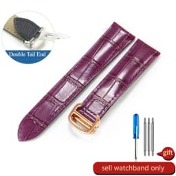 For Cartier 18 20 22 23mm Watchband Bamboo Knot Pattern Men Genuine Leather Santos Women Key Fold Buckle London Watch Strap