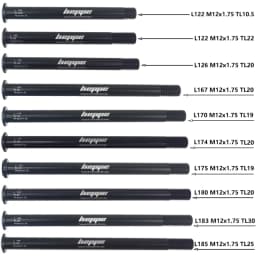 HEPPE Bike Thru Axle Front Fork Shaft Skewers 12x100/110 Rear Hub Thru Axle 12x142/148 M12xP1.0/1.25/1.5/1.75 Bike Quick Release
