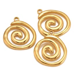 3PCS Stainless Steel Gold Color Round Vortex Charms Spiral Swirl Pendant For DIY Necklaces Earrings Jewelry Accessories Supplies