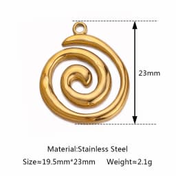3PCS Stainless Steel Gold Color Round Vortex Charms Spiral Swirl Pendant For DIY Necklaces Earrings Jewelry Accessories Supplies