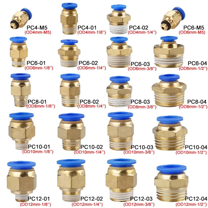20/50PCS Pneumatic Air Connector Fitting PC 4mm 6mm 8mm 10mm 12mm Thread 1/8" 1/4" 3/8" 1/2" Hose Fittings Pipe Quick Connectors