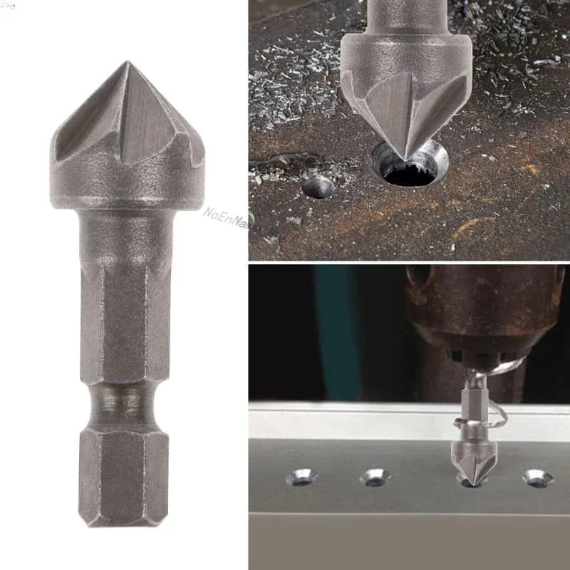90 Degree Countersink Drill Chamfer Bit 1/4" Hex Shank Carpentry Woodworking Angle Point Bevel Cutting Cutter Remove Bur