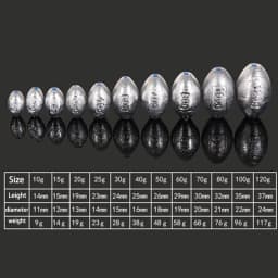 5pcs 2g-30g Fishing Weight Sinker Fishing Olive Shape Rig Sinkers Fishing Weights Split Shot Sink Fishing Tackle Tool Accessory