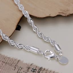 New Silver Plated Twisted Rope Bracelet Jewelry For Women And Men Fashion Chain Charm Flash Jewelry H207