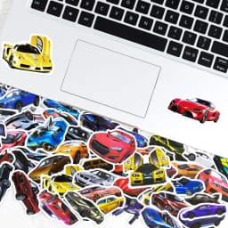 50pcs Cool Car Sticker, Racing Car Sticker and Decals for Kids, Phone Case, Guitar, Scooter, Laptop, Kettle Decoration Stickers