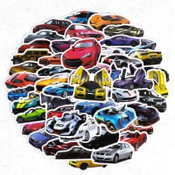 50pcs Cool Car Sticker, Racing Car Sticker and Decals for Kids, Phone Case, Guitar, Scooter, Laptop, Kettle Decoration Stickers