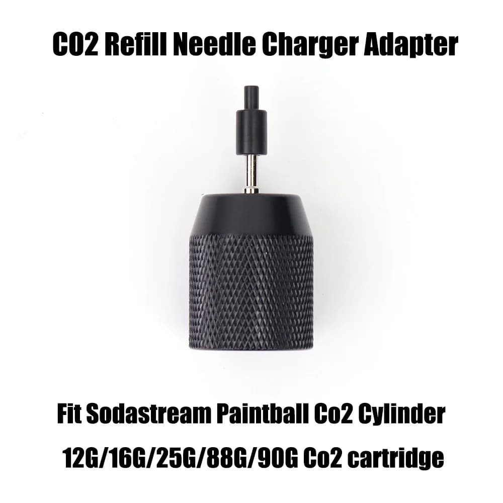 CO2 Refill Needle Charger Adapter Adaptor Fit Paintball Tank, 3/8-24UNF Cartridge, 88G CO2 Cartridge, Soda CO2 Cylinder